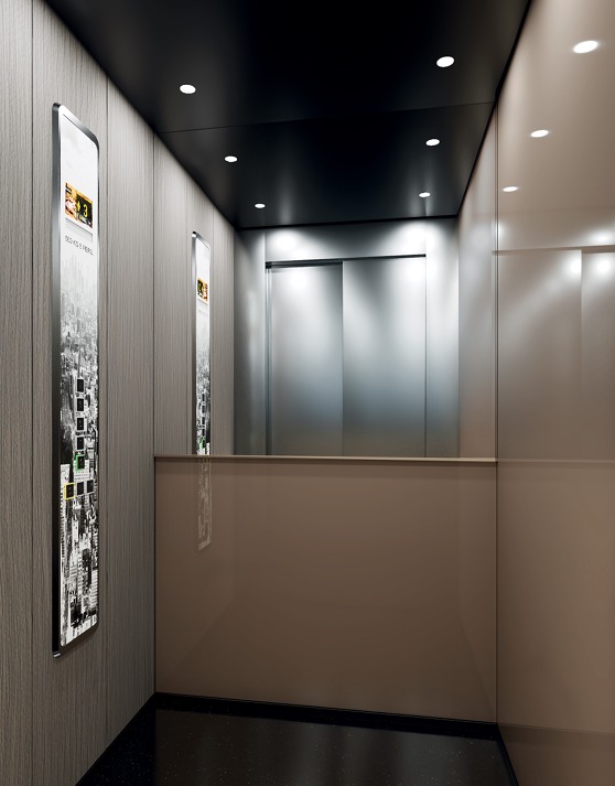 Cabina amb panells de quadres artístics i acabat premium — Ascensores Skylift